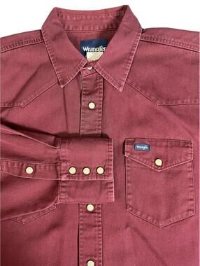 Wrangler Men’s Red Pearl Snap Button Down Shirt